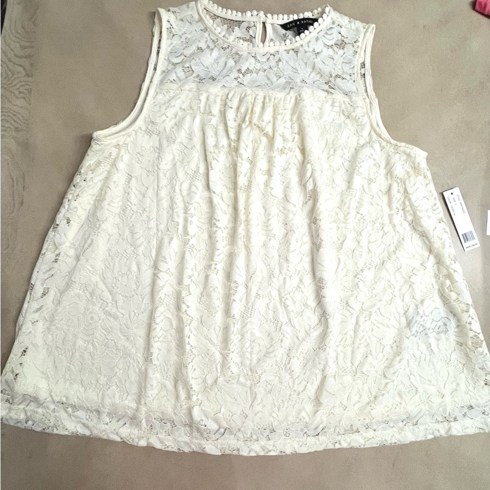 Zac & Rachel Cream Lace Sleeveless Camisole